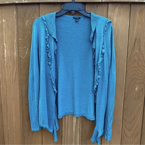 Ann Taylor Teal Blue Open Drape Silk Blend Cardigan/Topper Sz XS EUC! - Picture 1 of 4